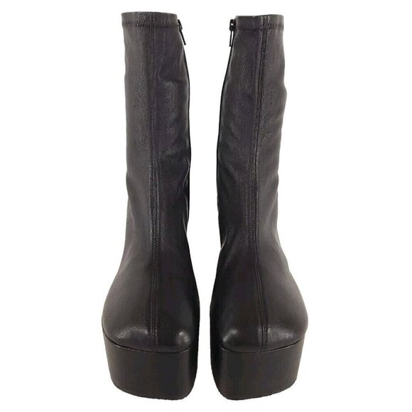 Dries Van Noten Mid-Calf Platform Sock Boots 40 10 Black Leather New - Picture 3 of 7